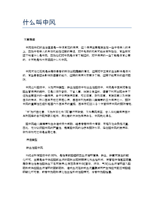 什么叫中风【医学养生常识】