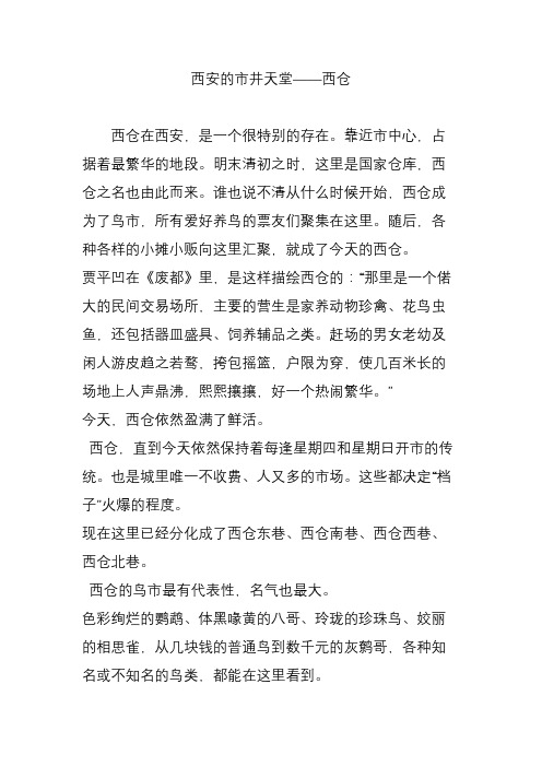 西安的市井天堂——西仓