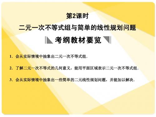 苏教版高三数学复习课件6.2 二元一次不等式组与简单的线性规划问题