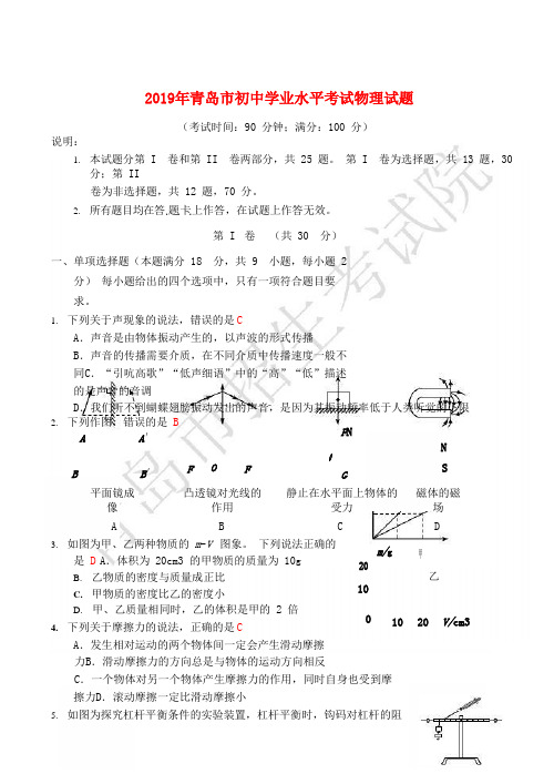 【精品】山东省青岛市2019年中考物理真题试题.Word