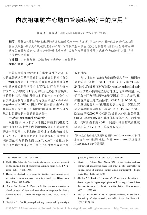 内皮祖细胞在心脑血管疾病治疗中的应用_袁红丰