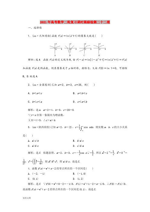 2021年高考数学二轮复习课时跟踪检测二十二理