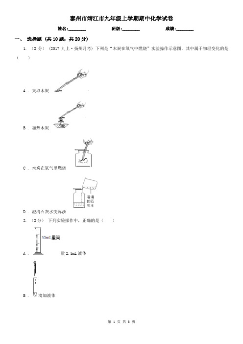 泰州市靖江市九年级上学期期中化学试卷