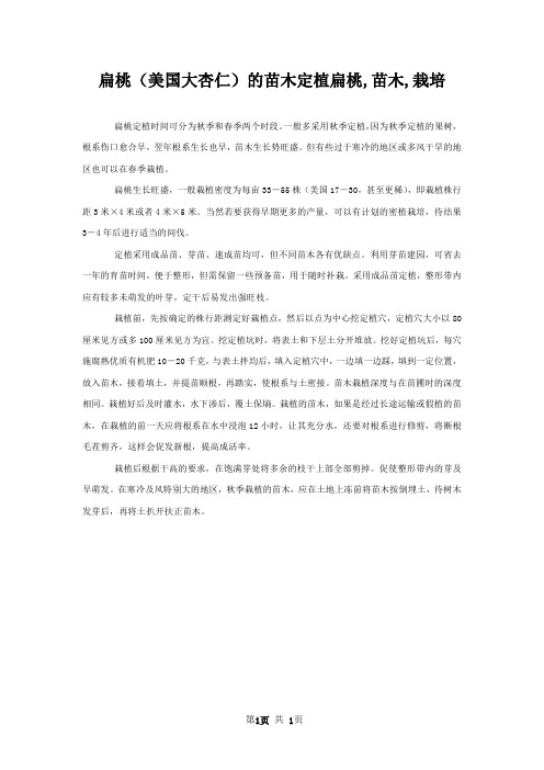 扁桃（美国大杏仁）的苗木定植扁桃,苗木,栽培