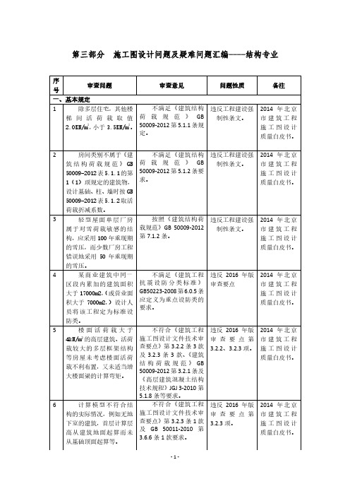 施工图设计文件审查质量和疑难问题汇编(结构)