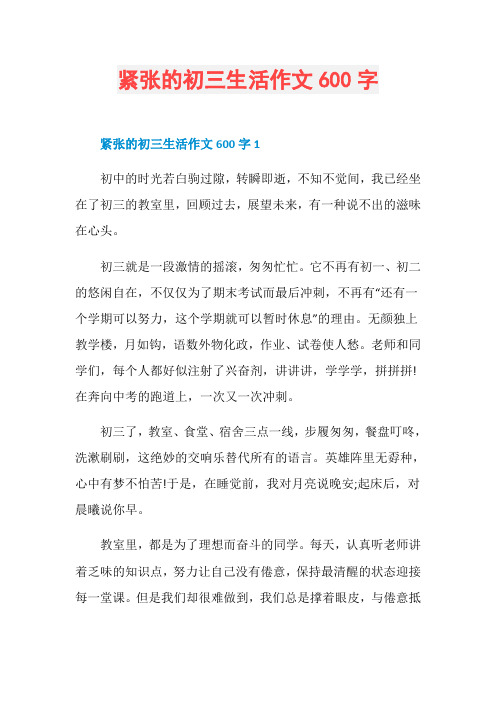 紧张的初三生活作文600字