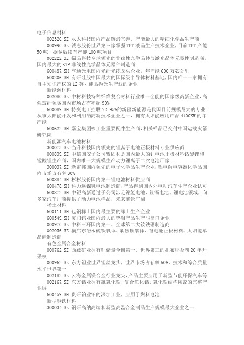 中国各行业龙头企业