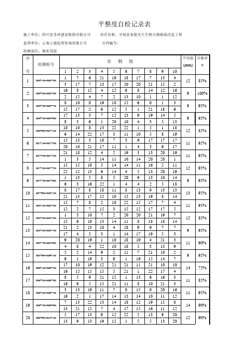 平整度检查记录表