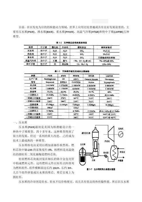 核反应堆的主要类型