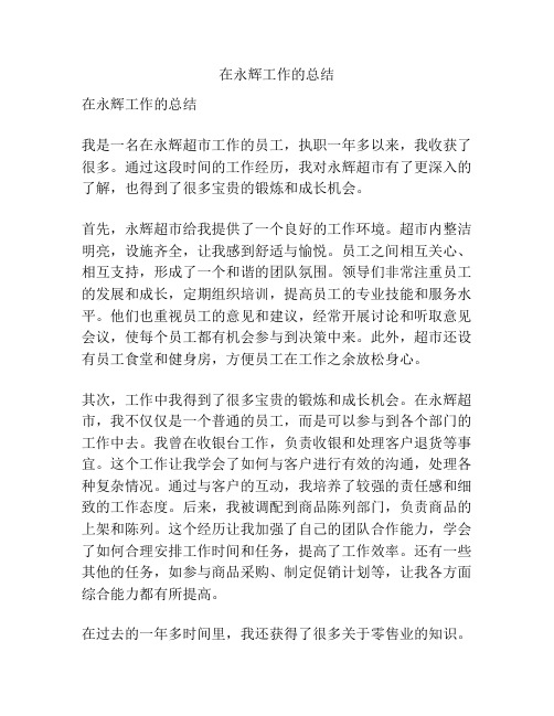在永辉工作的总结