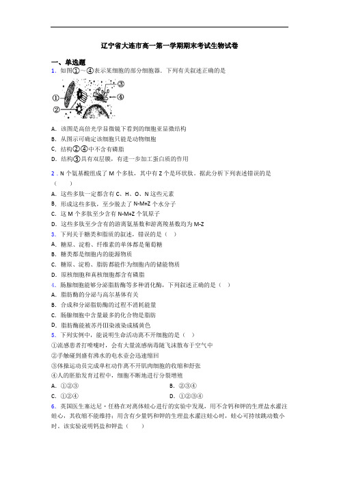 辽宁省大连市高一第一学期期末考试生物试卷