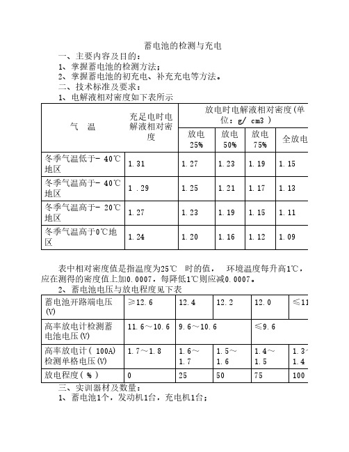 蓄电池的检测与充电