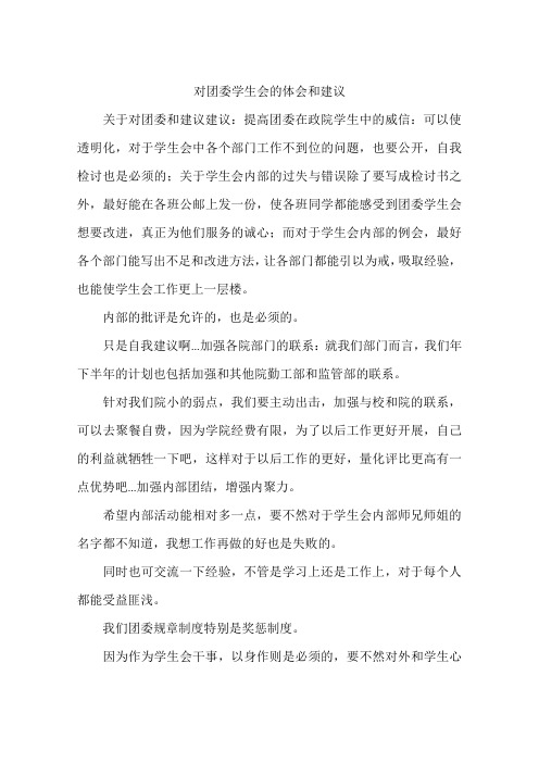 对团委学生会的体会和建议