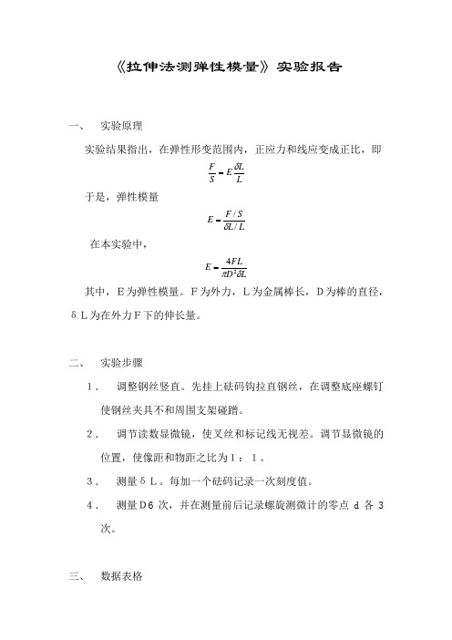 拉伸法测弹性模量实验报告