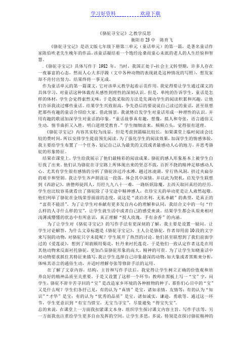 《骆驼寻宝记》教学反思