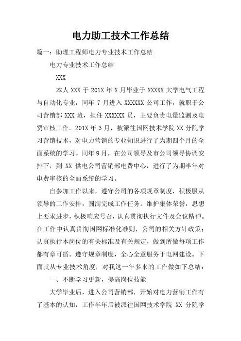 电力助工技术工作总结doc