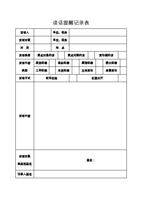 党员干部谈话提醒记录表
