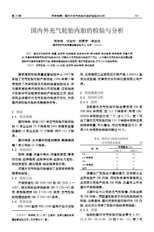 国内外充气轮胎内胎的检验与分析