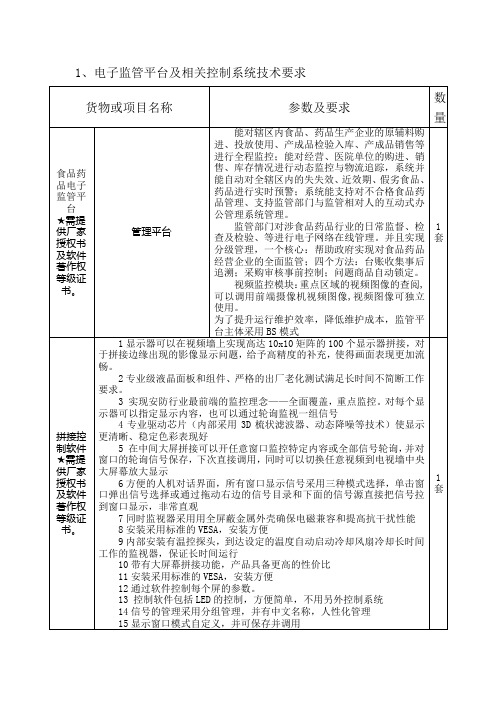 1、电子监管平台及相关控制系统技术要求
