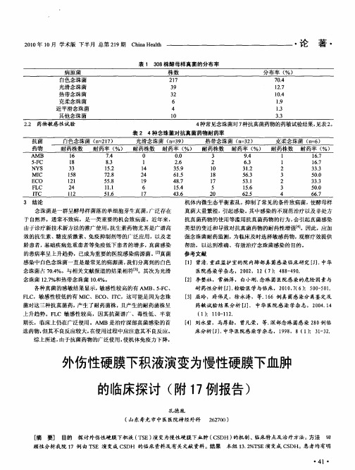 外伤性硬膜下积液演变为慢性硬膜下血肿的临床探讨(附17例报告)