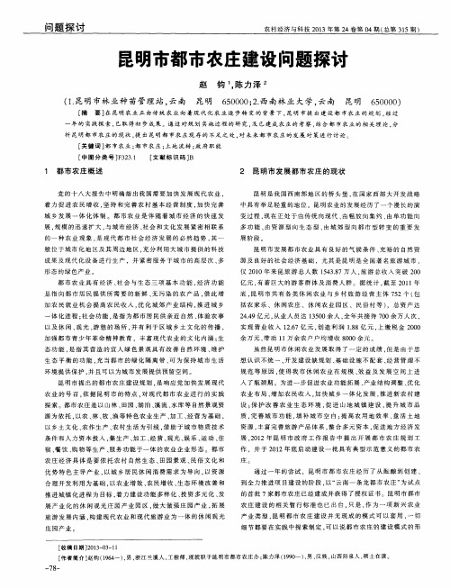 昆明市都市农庄建设问题探讨
