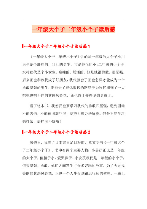 【新版】一年级大个子二年级小个子读后感