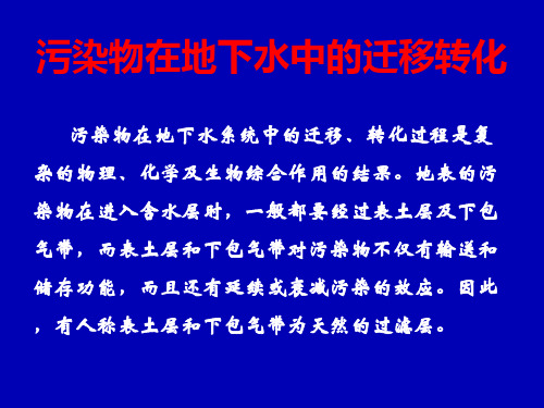 污染物在地下水系统中的迁移转化