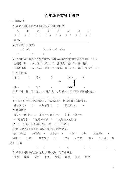 小升初冲刺 六年级语文第十四讲