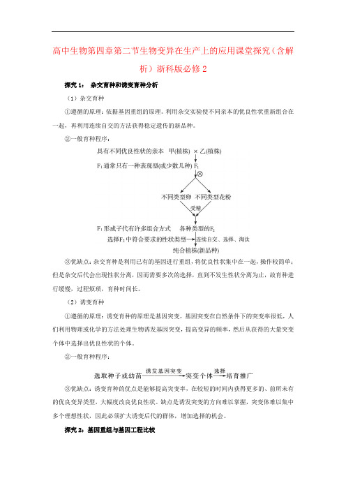 高中生物第四章第二节生物变异在生产上的应用课堂探究(含解析)浙科版必修2