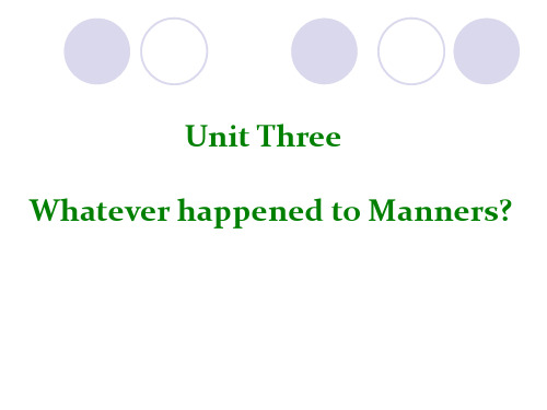 Whatever happened to Manners