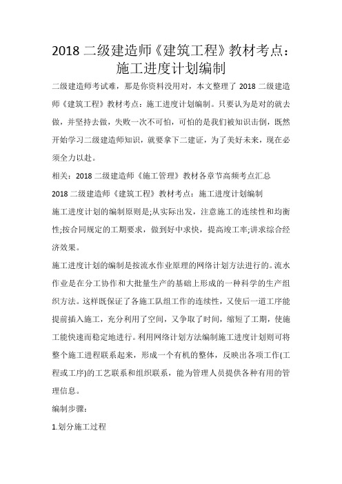 2018二级建造师《建筑工程》教材考点：施工进度计划编制_424