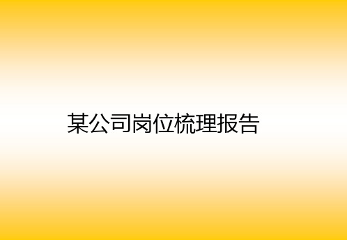 岗位梳理报告