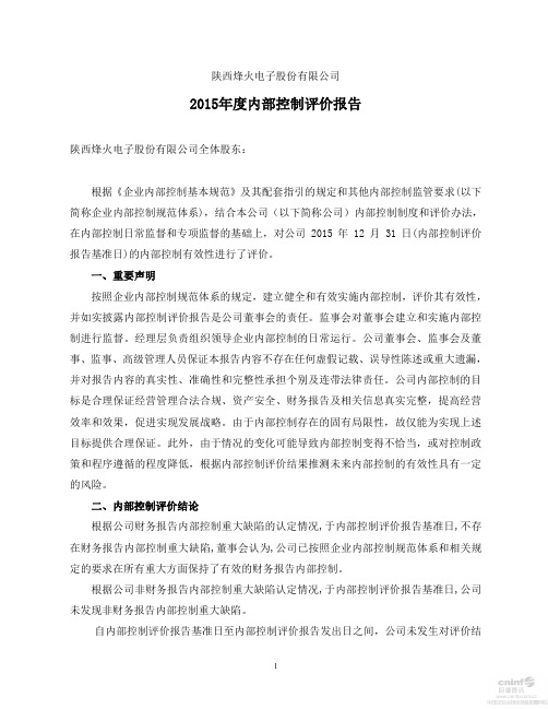 2015年度内部控制评价报告