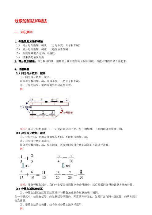 五年级下册数学《分数的加法和减法》_知识点整理