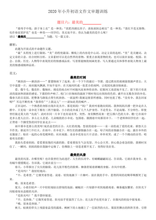 2020小升初作文审题训练6