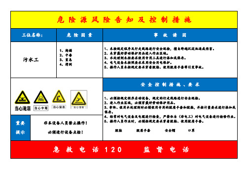 污水工危险源风险告知卡