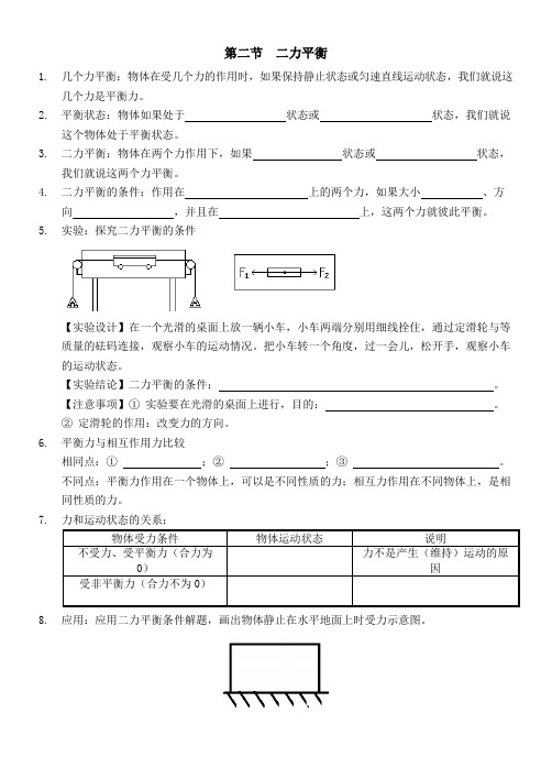 二力平衡及摩擦力知识点导学案