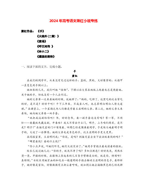 2024年高考语文阅读之萧红小说专练(解析版)