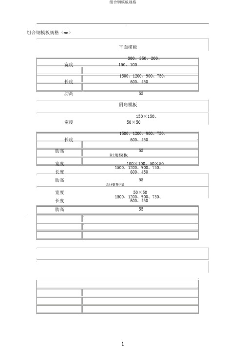 组合钢模板规格
