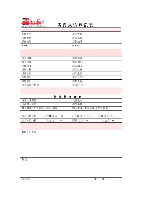 贵宾来访登记表