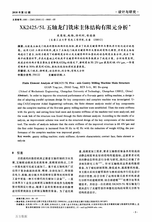 XK2425_5L五轴龙门铣床主体结构有限元分析