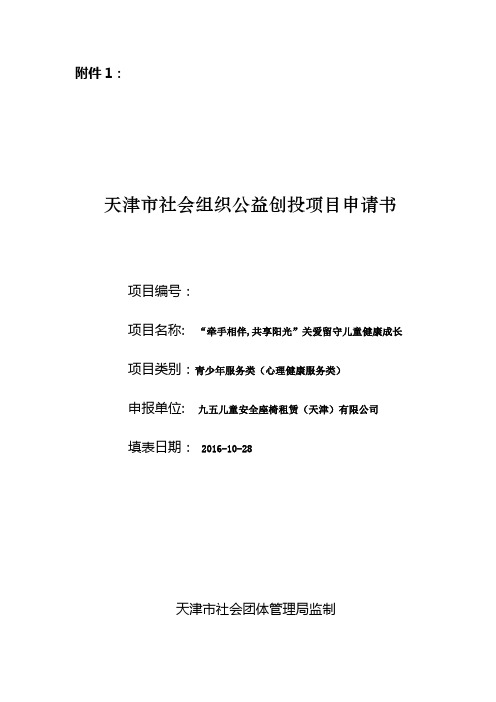关爱留守儿童项目创投计划书