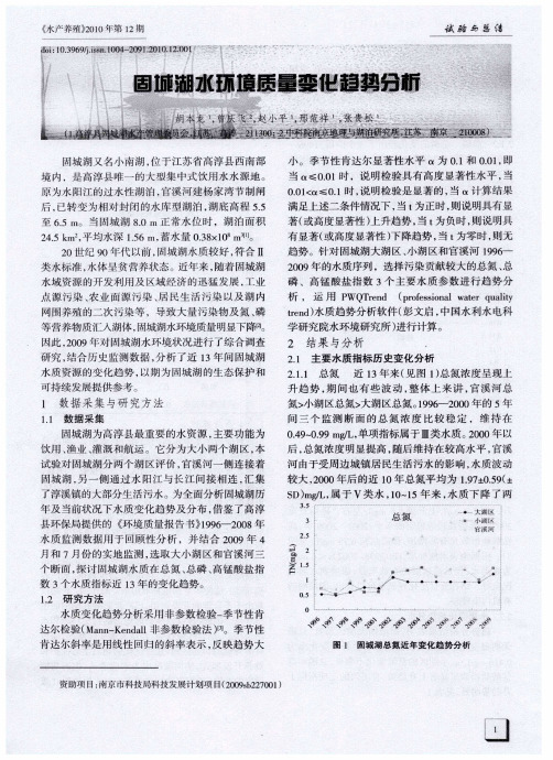 固城湖水环境质量变化趋势分析
