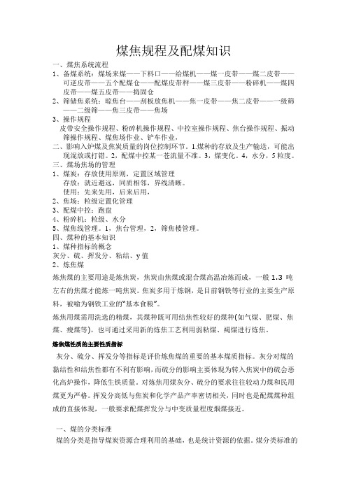 煤焦规程及配煤知识