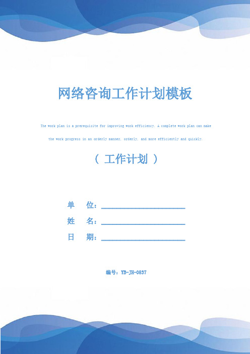 网络咨询工作计划模板