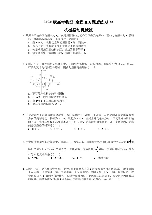 【高考复习】2020版高考物理 全程复习课后练习36 机械振动机械波(含答案解析)