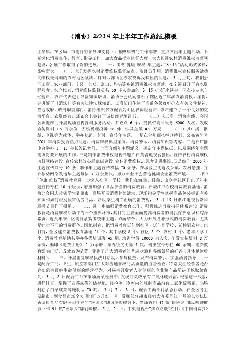 (消协)2019年上半年工作总结_模板
