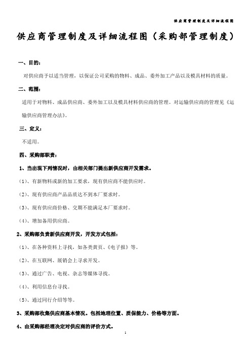 供应商管理制度及详细流程图(采购部管理制度)