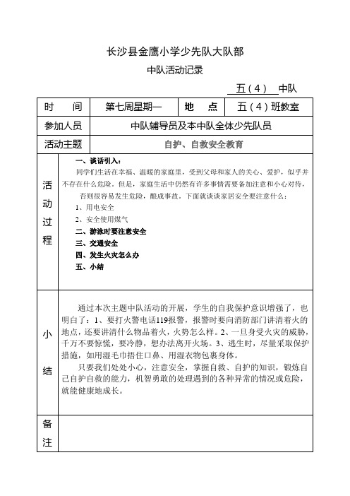 中队活动纪录表