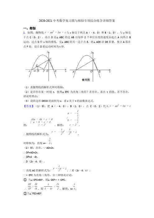 2020-2021中考数学复习圆与相似专项综合练含详细答案